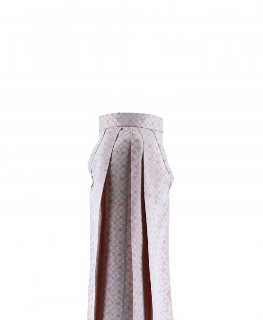 卒業式袴単品レンタル[総柄]白にピンクの市松状の桜[身長153-157cm]No.673